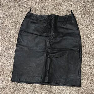 Newport News Black Leather Pencil Skirt
